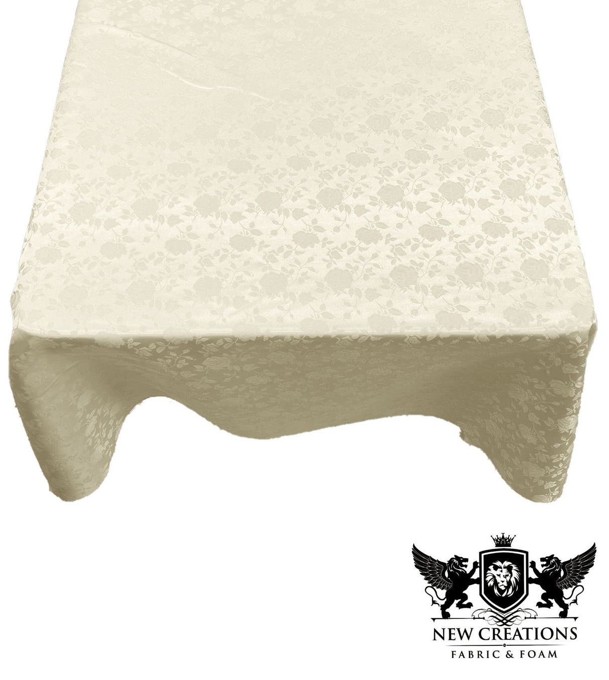 Square Tablecloth Roses Jacquard Satin Fabric - Roses Jacquard, 48" X 48" (1 Piece)