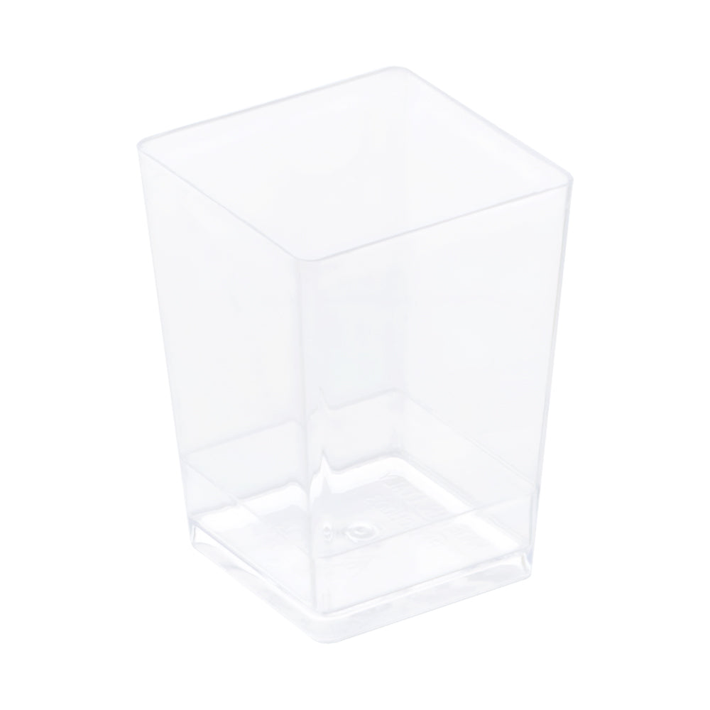 Square Dessert Cups Clear Plastic, 1.5" x 2 1/8" H. Capacity 50 ml. (1.7 oz) - Pack of 100