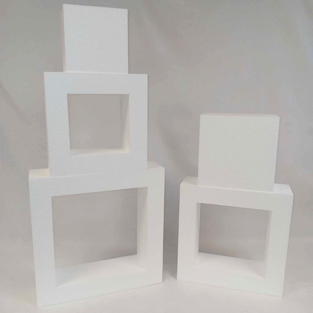 Oasis Supply "Hollow Donut Style EPS Styrofoam Dummy Cake Set - 5" High by 6" 8" 10" 12" 14" -- Stack up to 5 Tiers