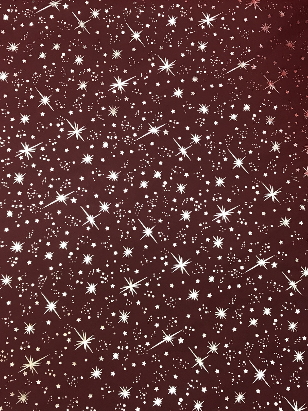 Red/Silver Stars Organza Polyester Fabric - Metallic Silver Foil Star Print, Sheer, 58/60" Width (1 Yard)