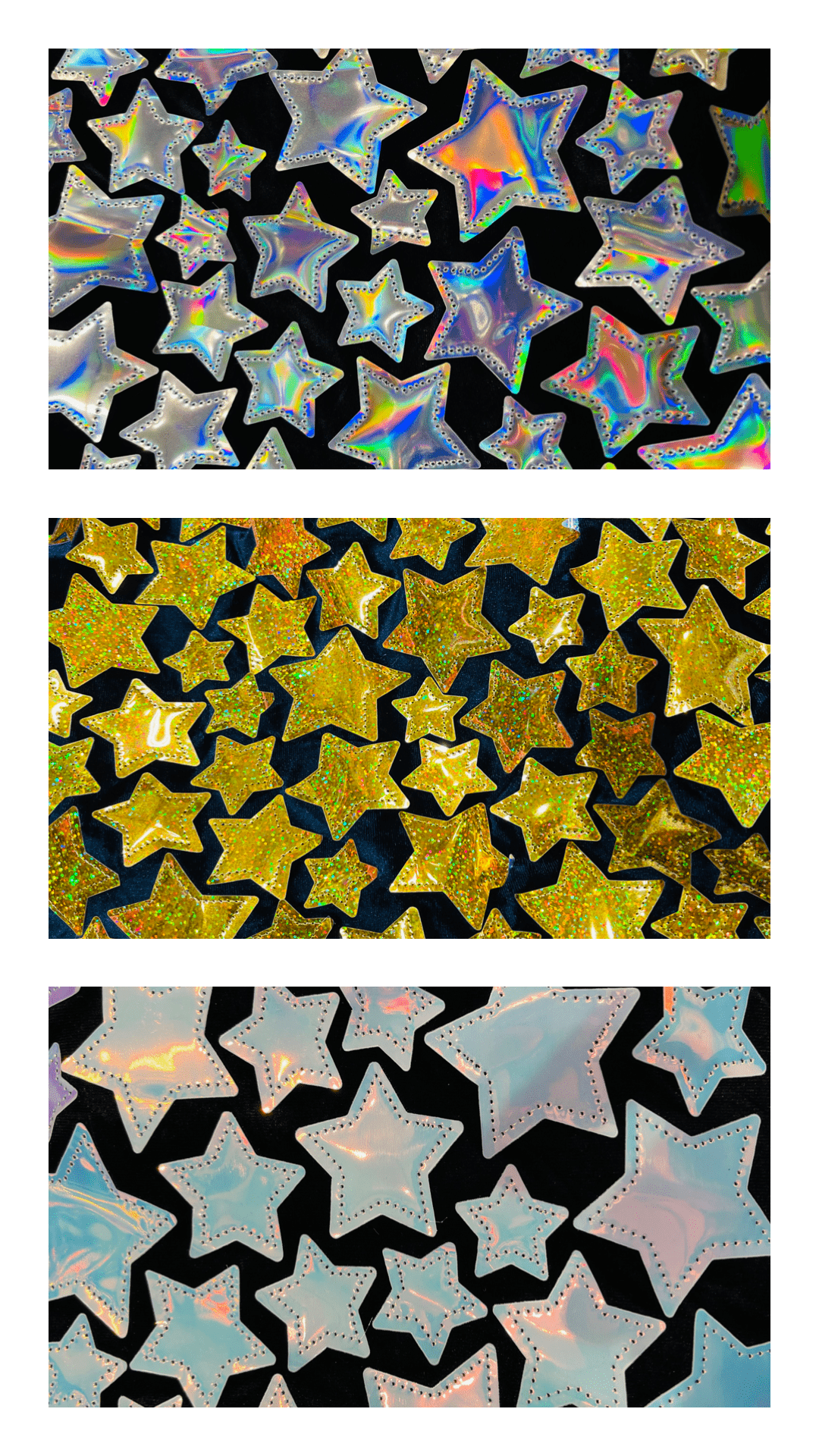 Star Sequin Velvet Fabric - Iridescent Star Sequin, Black Stretch Velvet, 58" Width (Sold By The Yard)