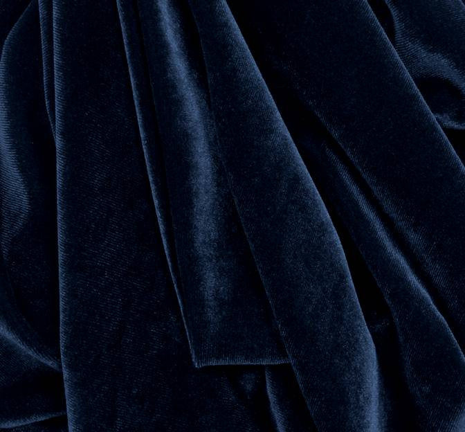 Stretch Velvet Solid Navy Polyester Spandex Fabric - Navy, Solid, 58/60" Width