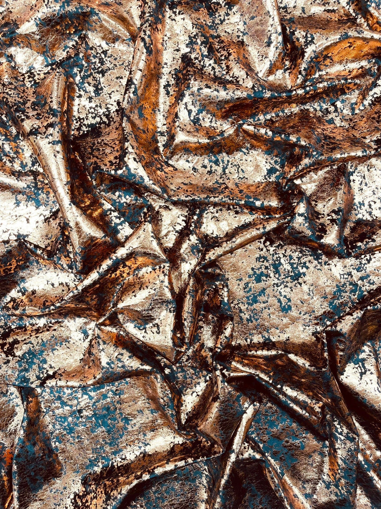 Stretch Velvet Splatter Foil Design Foil Stretch Velvet Fabric - Red, Royal Blue, Copper, Silver, Gold, 58" Width (1 Yard)
