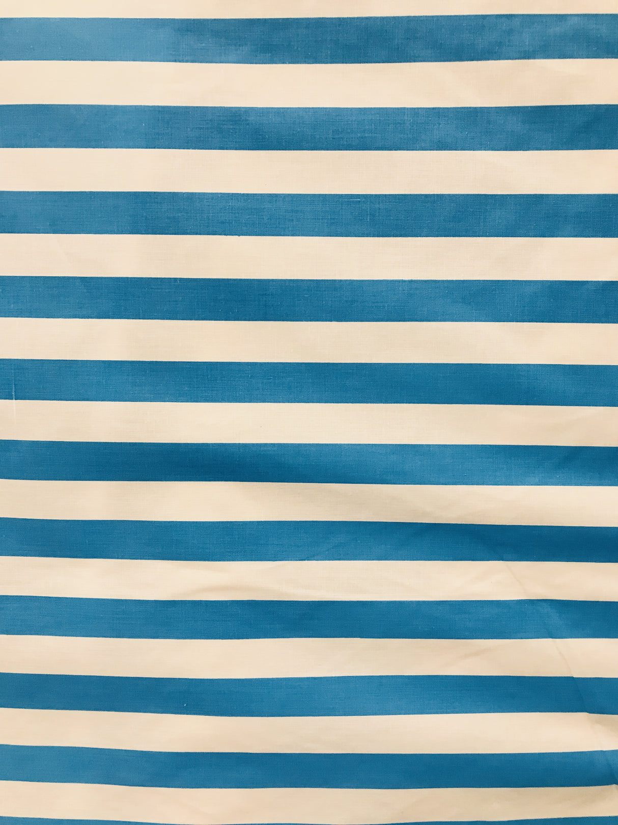 Turquoise White Polyester Cotton Fabric - Turquoise White Horizontal Stripes, 59/60" Width (1 Yard)