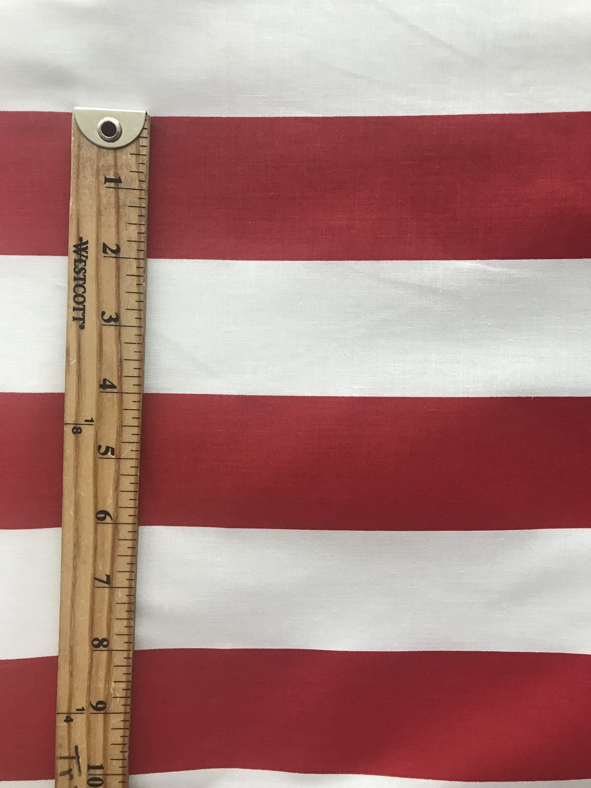 2" Stripe Red/White Poly Cotton Fabric - Red/White Horizontal Stripes, 59/60" Width (1 Yard)