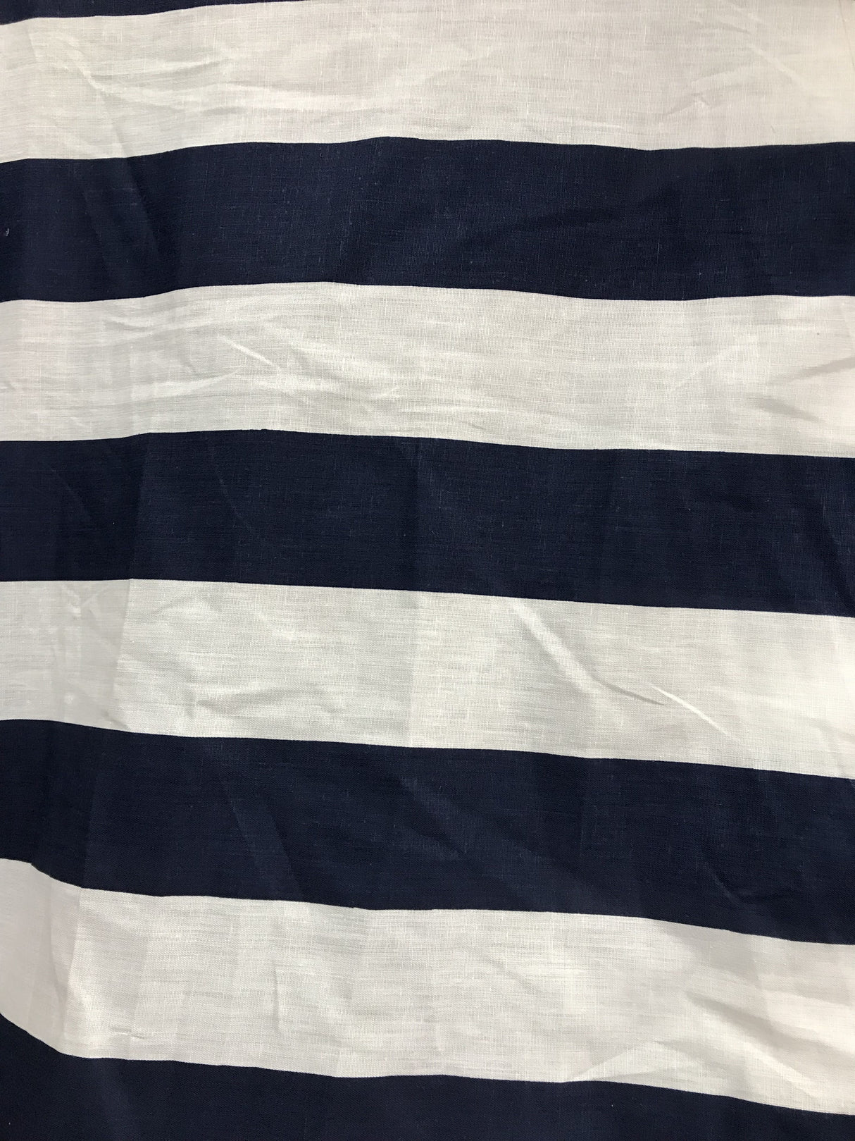 Navy 2" Stripe Poly Cotton Fabric - Navy, Horizontal Stripes, 59/60" Width