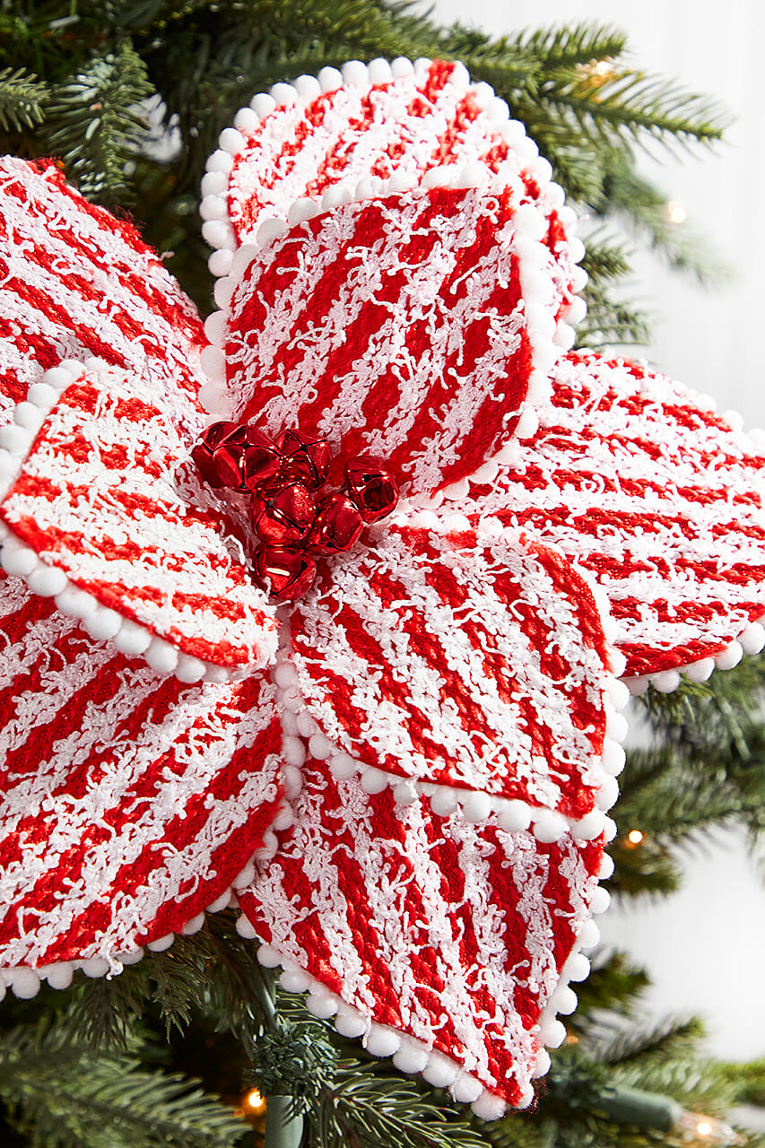 22" Red and White with Cotton Ball Edge Stem