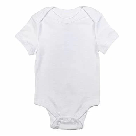 Lucky Friends 701 100 Percent Cotton Baby Onesie Fabric - White, Short Sleeves, Snap Buttons (5 Sizes)
