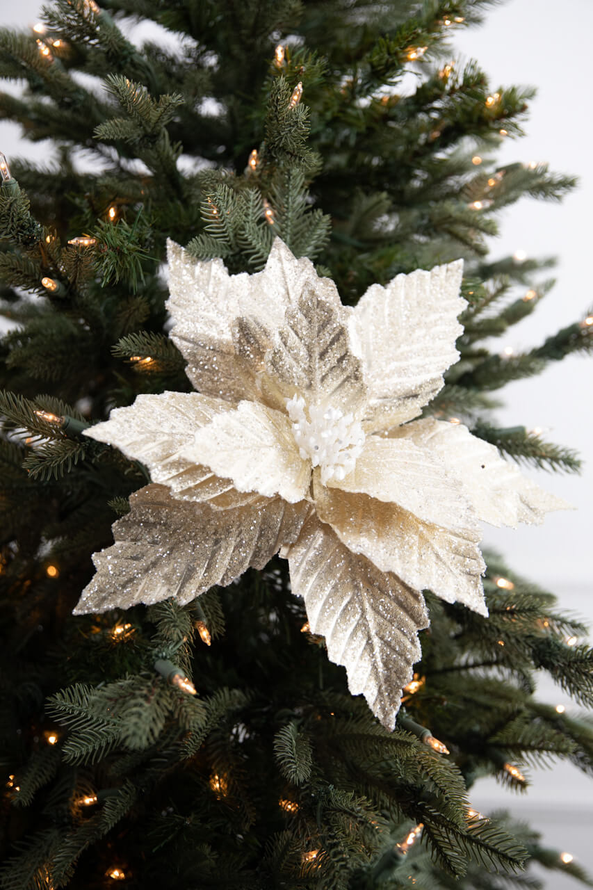 22” x 13" Champagne Metallic Poinsettia Stem