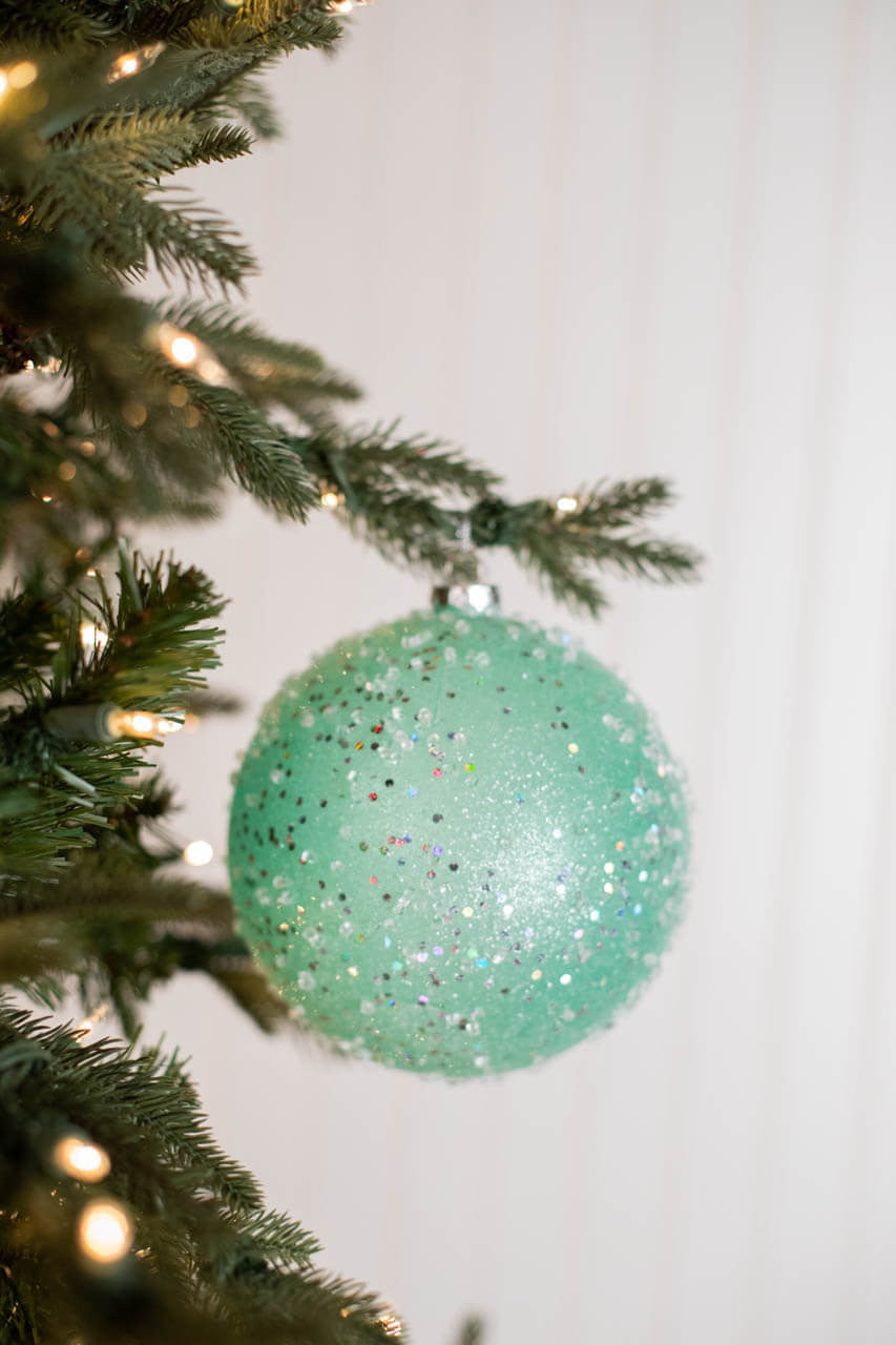 Ice Sugared Gumdrop Ball Ornament Mint Green 15cm Decor
