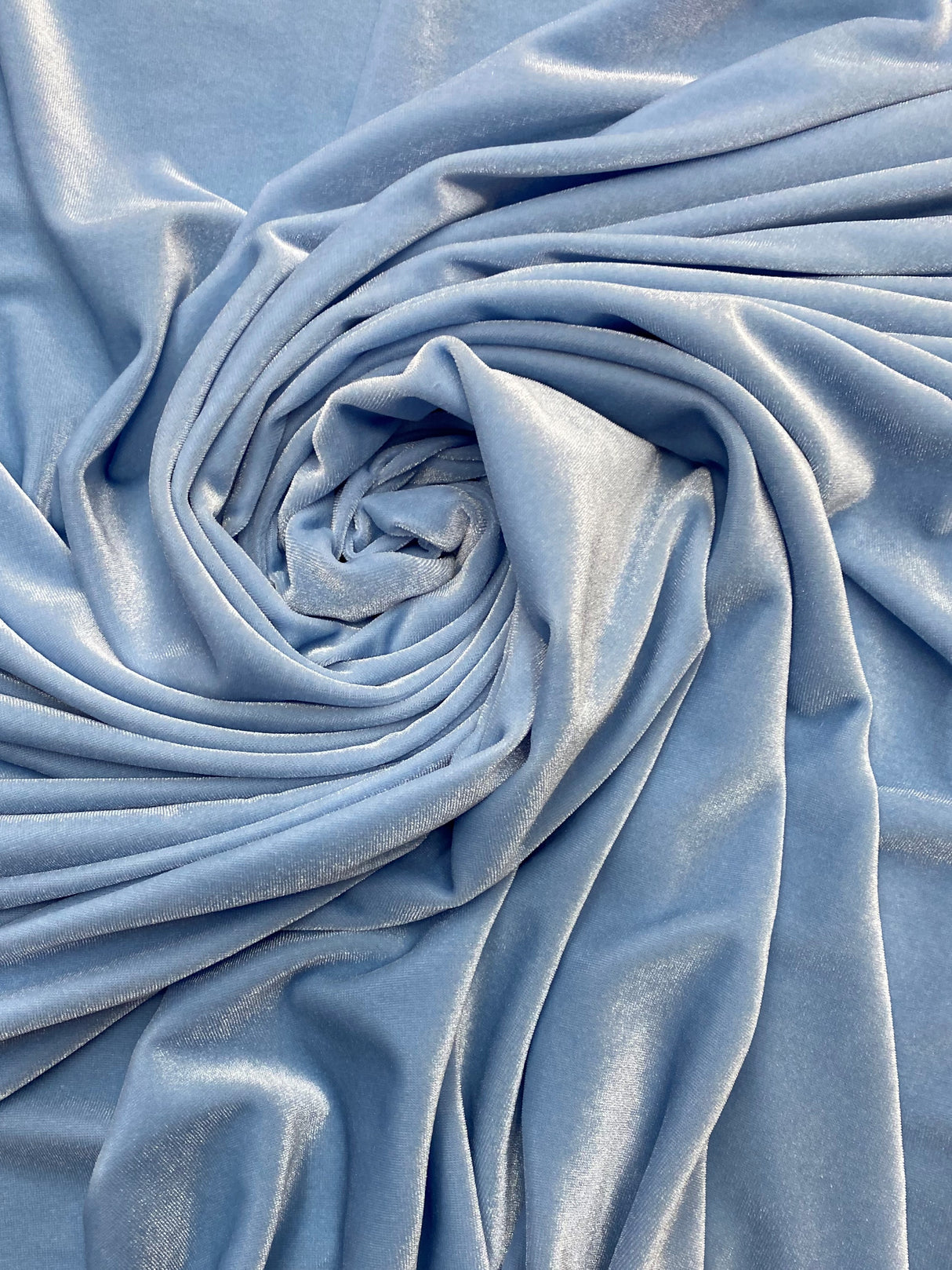Baby Blue Polyester Spandex Stretch Velvet Fabric - Baby Blue, Solid, 58"-60" Width (1 Yard)