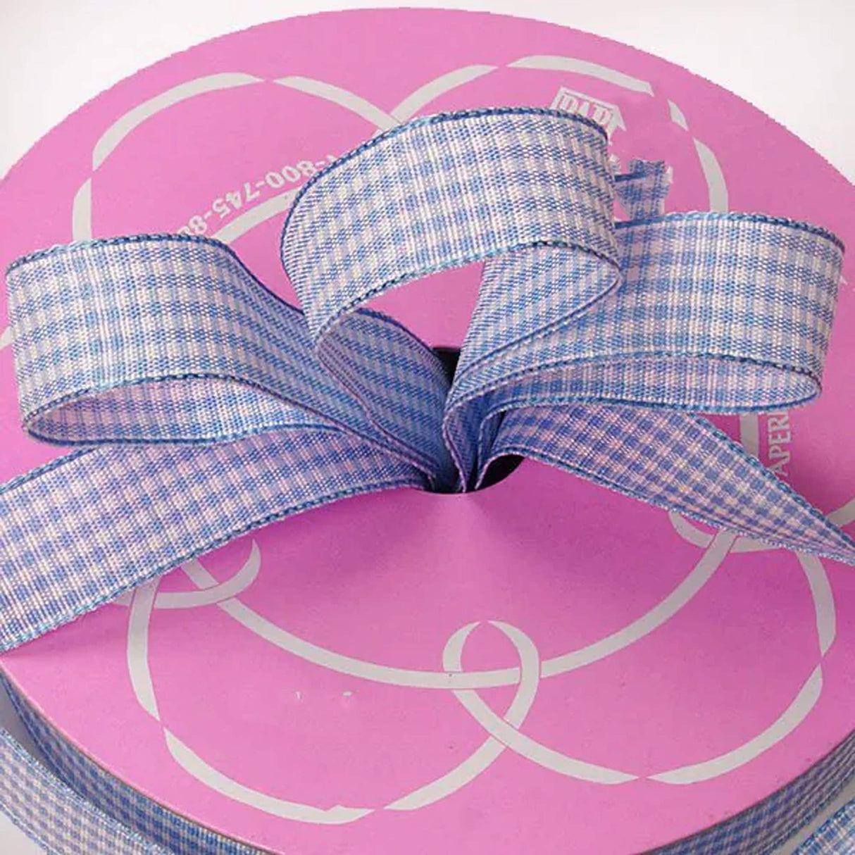 Wendy Gingham Wired Ribbon 5/8 '' X 25 yd Blue Color 1 / roll