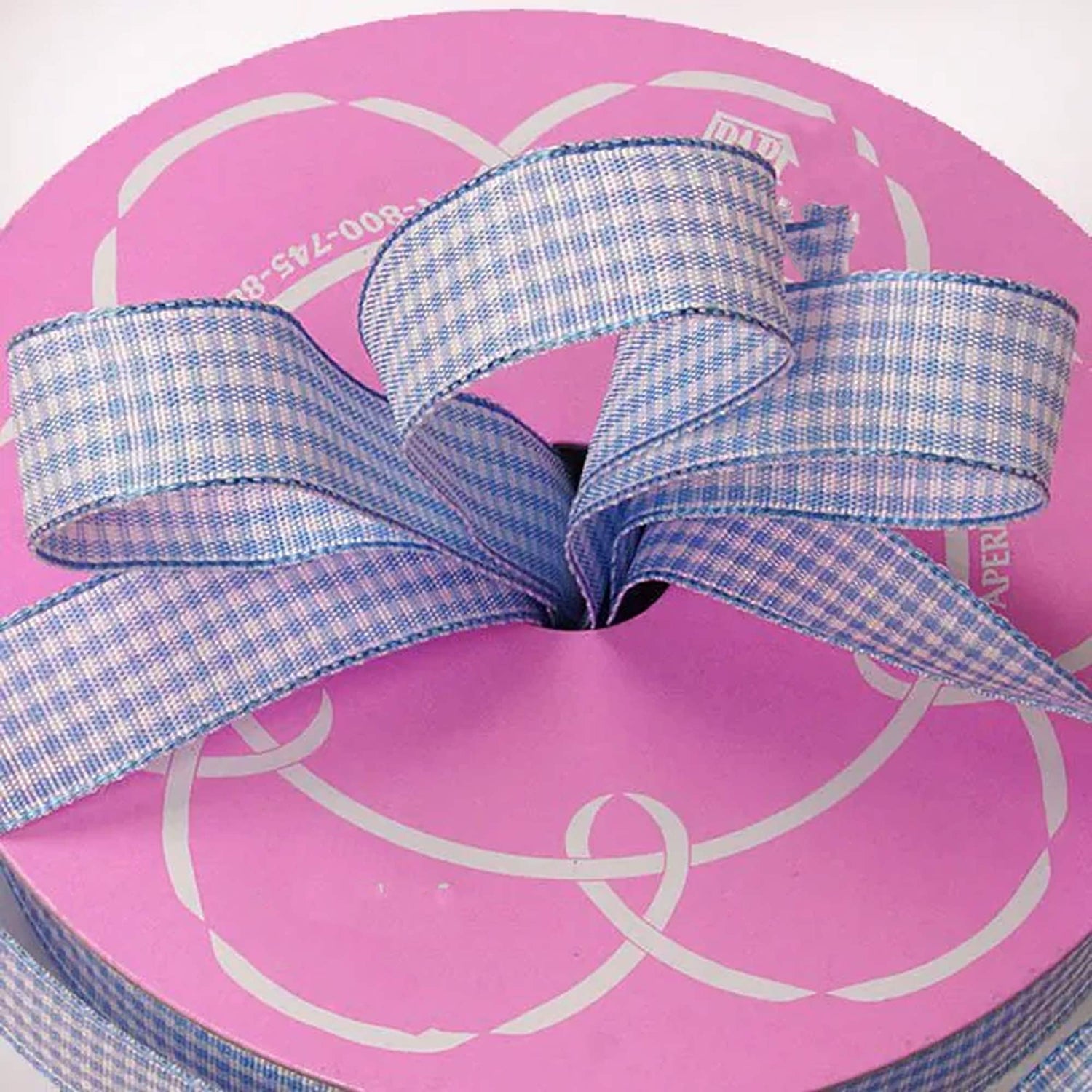 Wendy Gingham Wired Ribbon 5/8 '' X 25 yd Blue Color 1 / roll