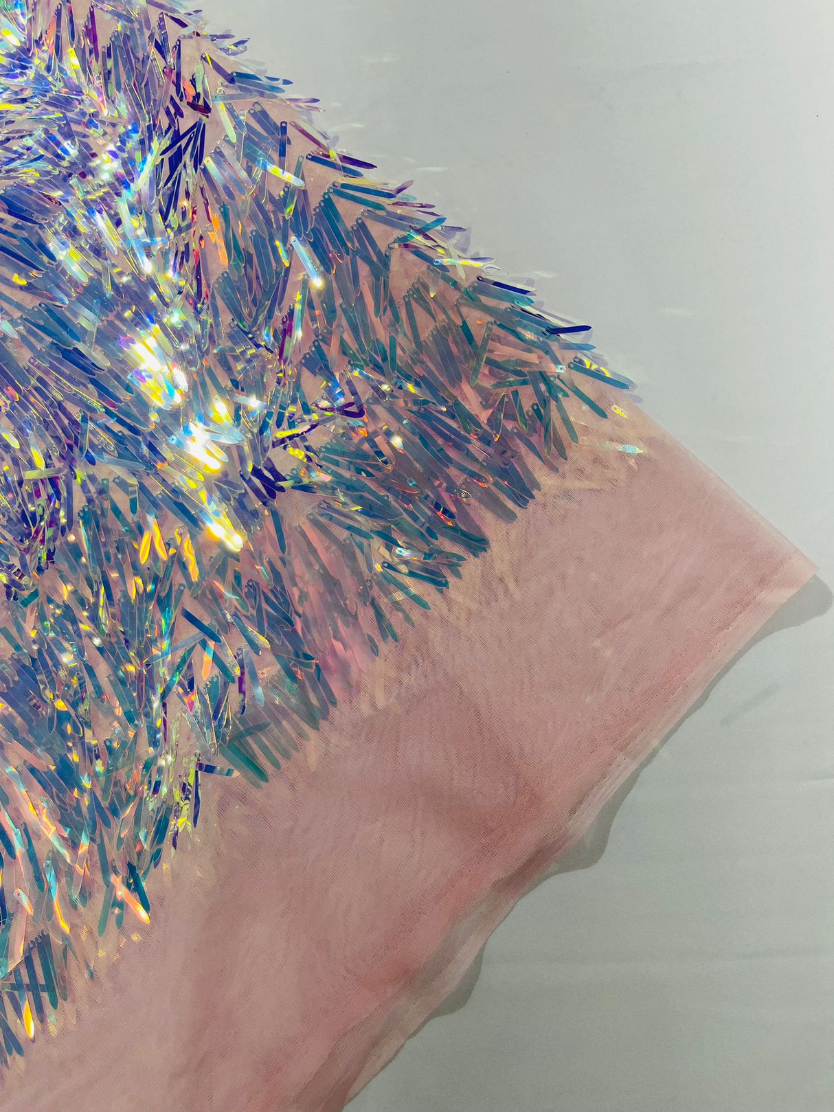 Sword Sequin Sequins Fabric - Iridescent Multi Color Sword Design, 50-54" Width (1 Yard)