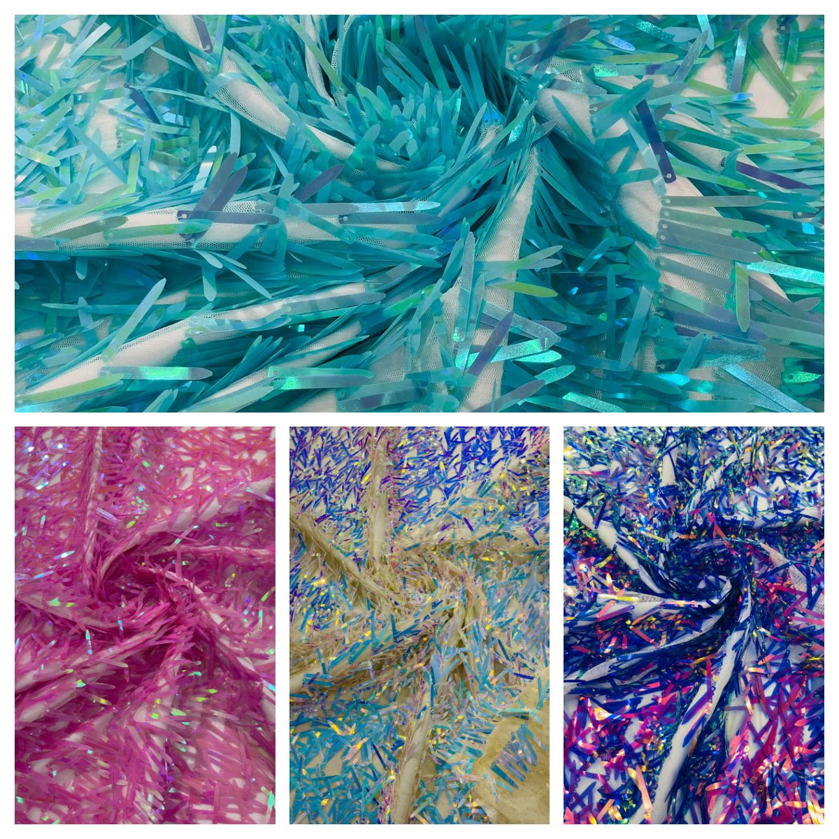 Sword Sequin Sequins Fabric - Iridescent Multi Color Sword Design, 50-54" Width (1 Yard)