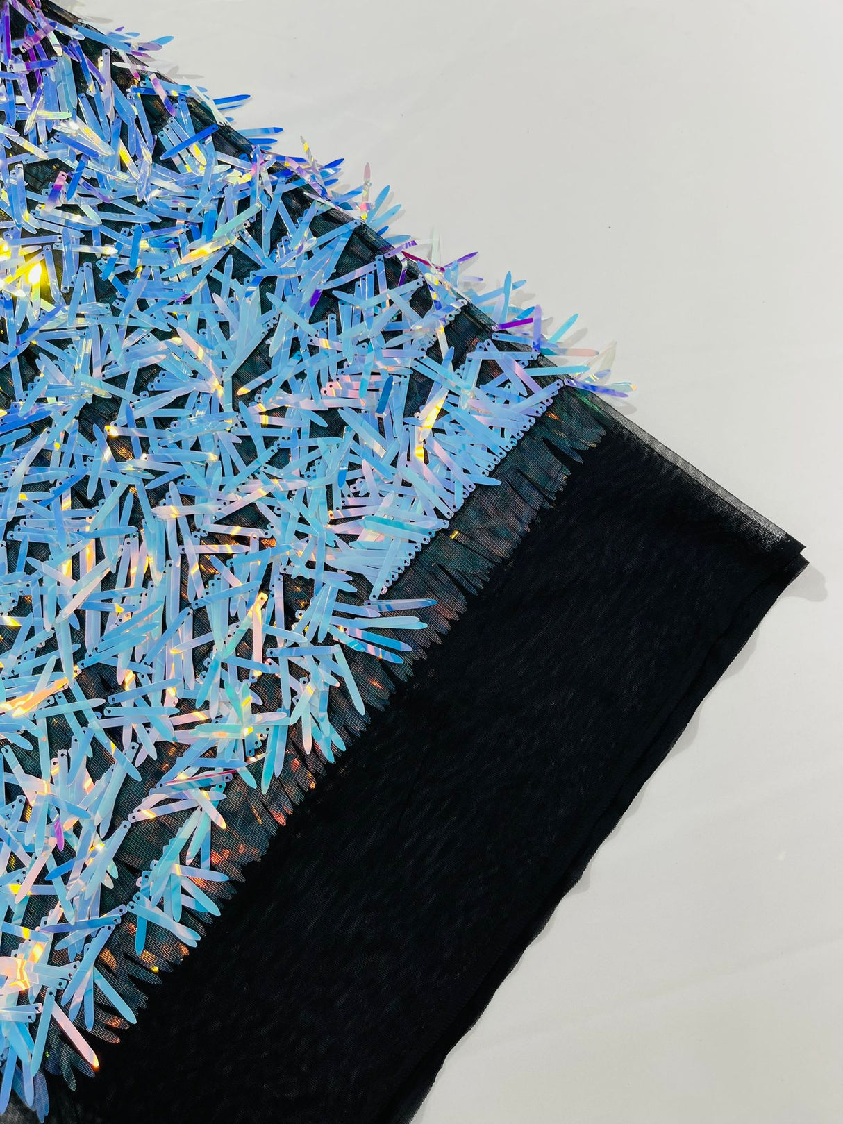 Sword Sequin Sequins Fabric - Iridescent Multi Color Sword Design, 50-54" Width (1 Yard)