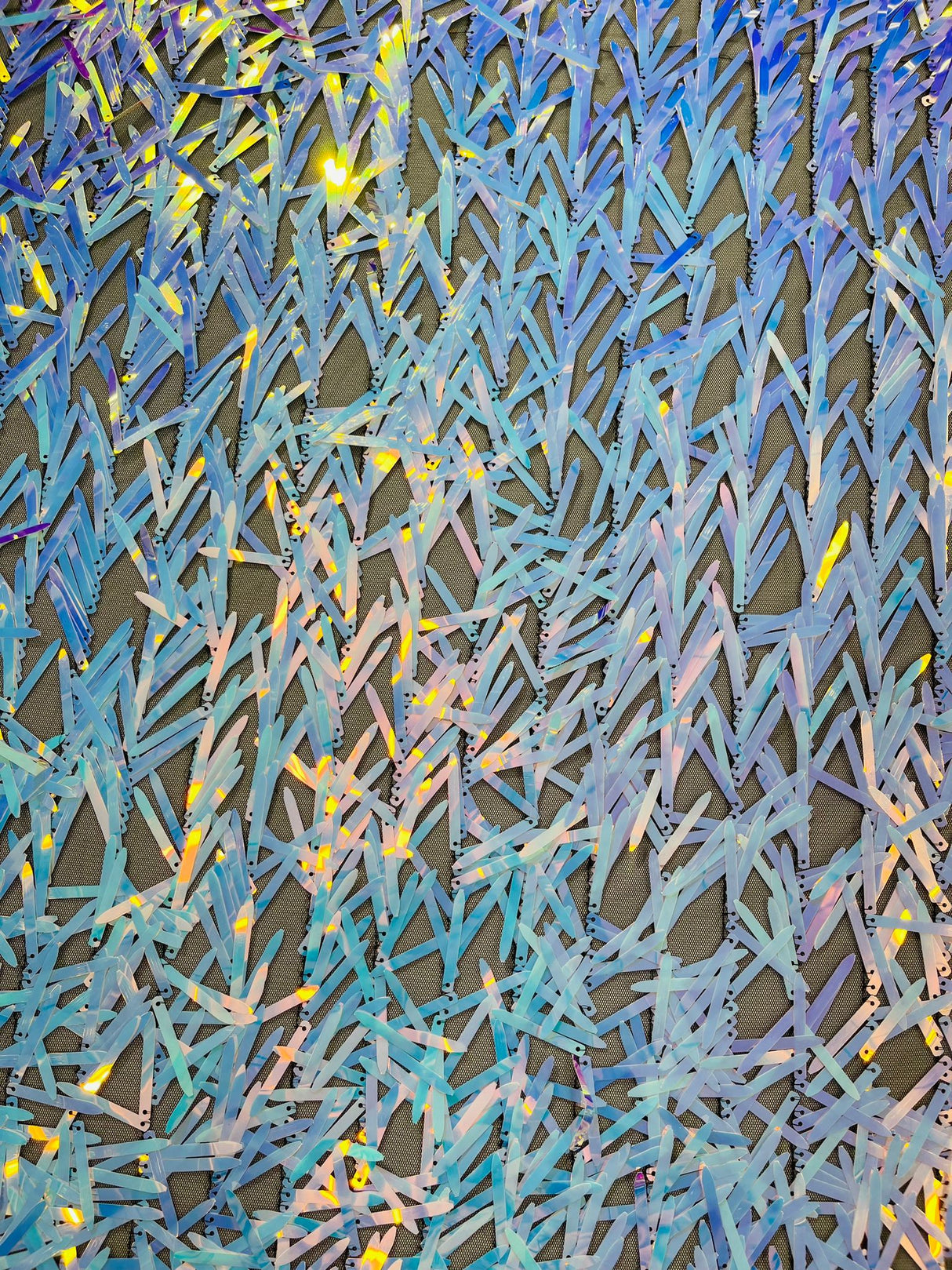 Sword Sequin Sequins Fabric - Iridescent Multi Color Sword Design, 50-54" Width (1 Yard)