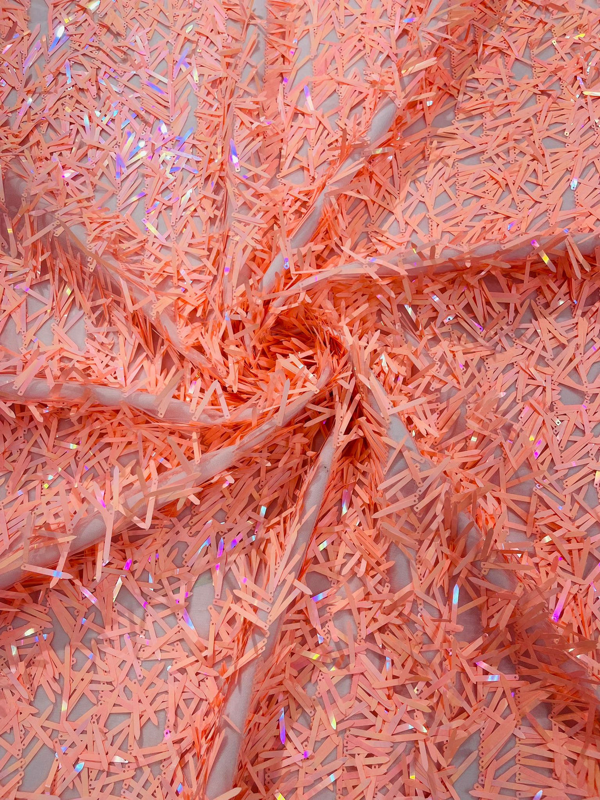Sword Sequin Sequins Fabric - Iridescent Multi Color Sword Design, 50-54" Width (1 Yard)