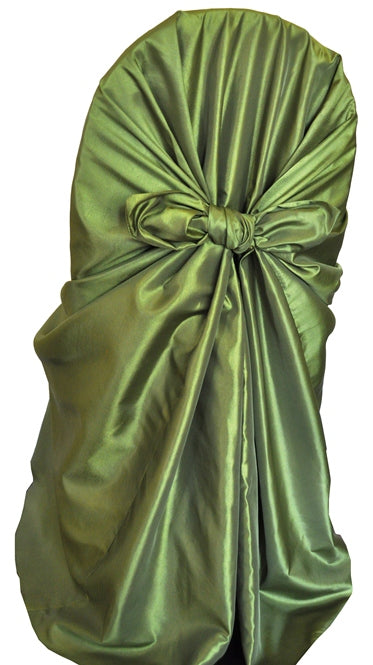 Moss Green Taffeta Universal Self Tie Chair Cover