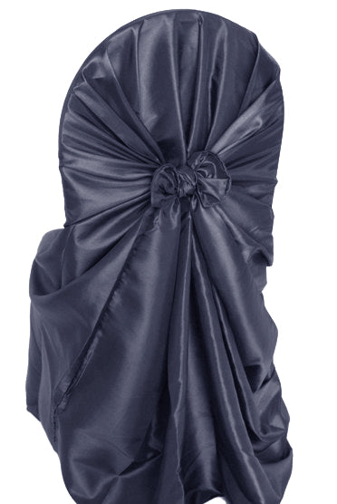 Pewter Taffeta Universal Self Tie Chair Cover