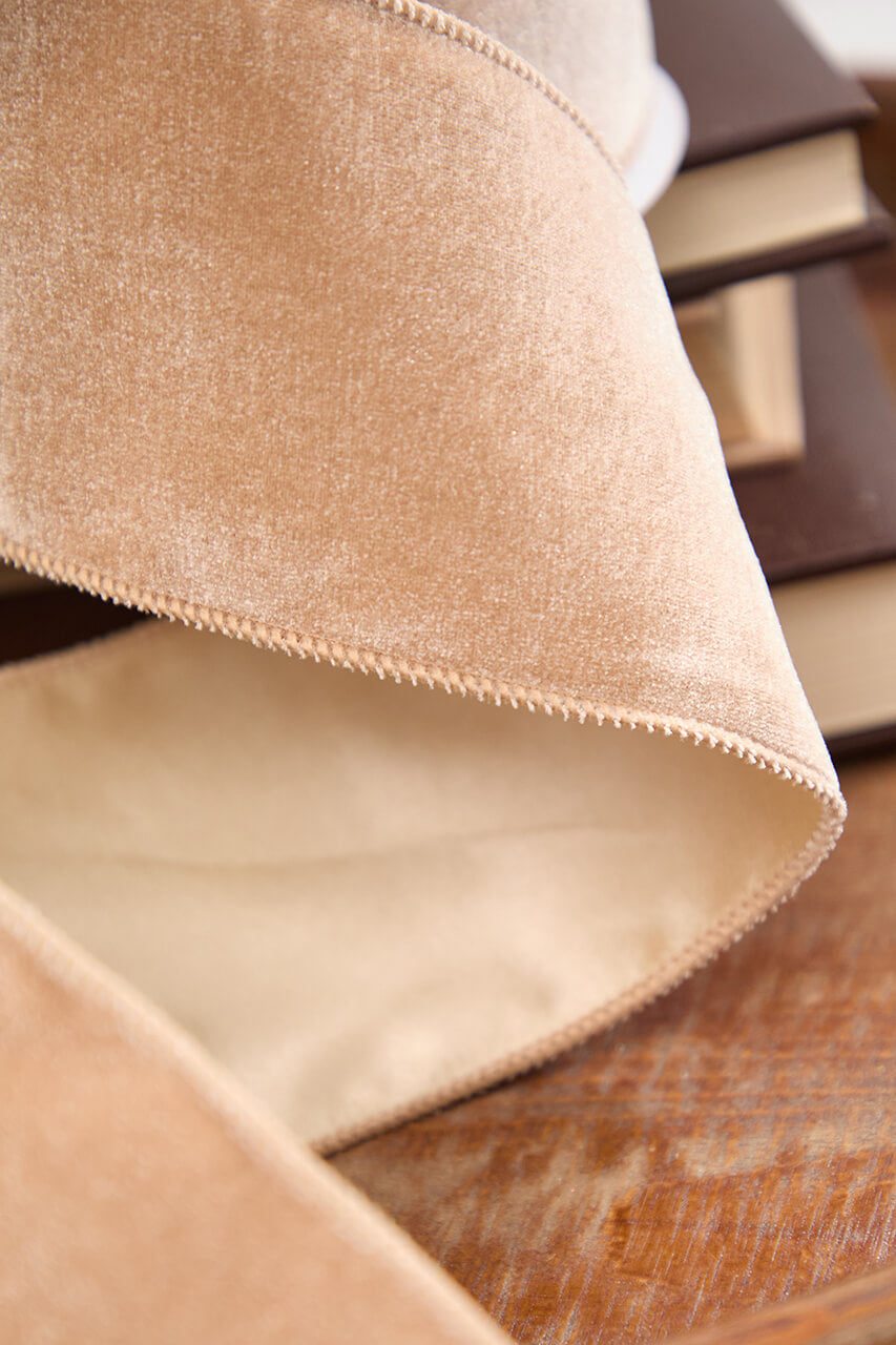 4" X 10 Yard Taupe Deluxe Velvet Ribbon