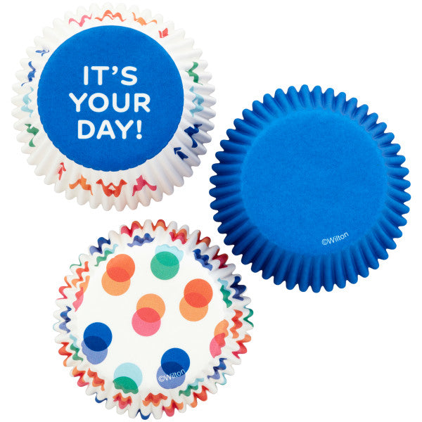 Wilton Blue, Polka Dot and It's Your Day Baking Cups, 75-Count