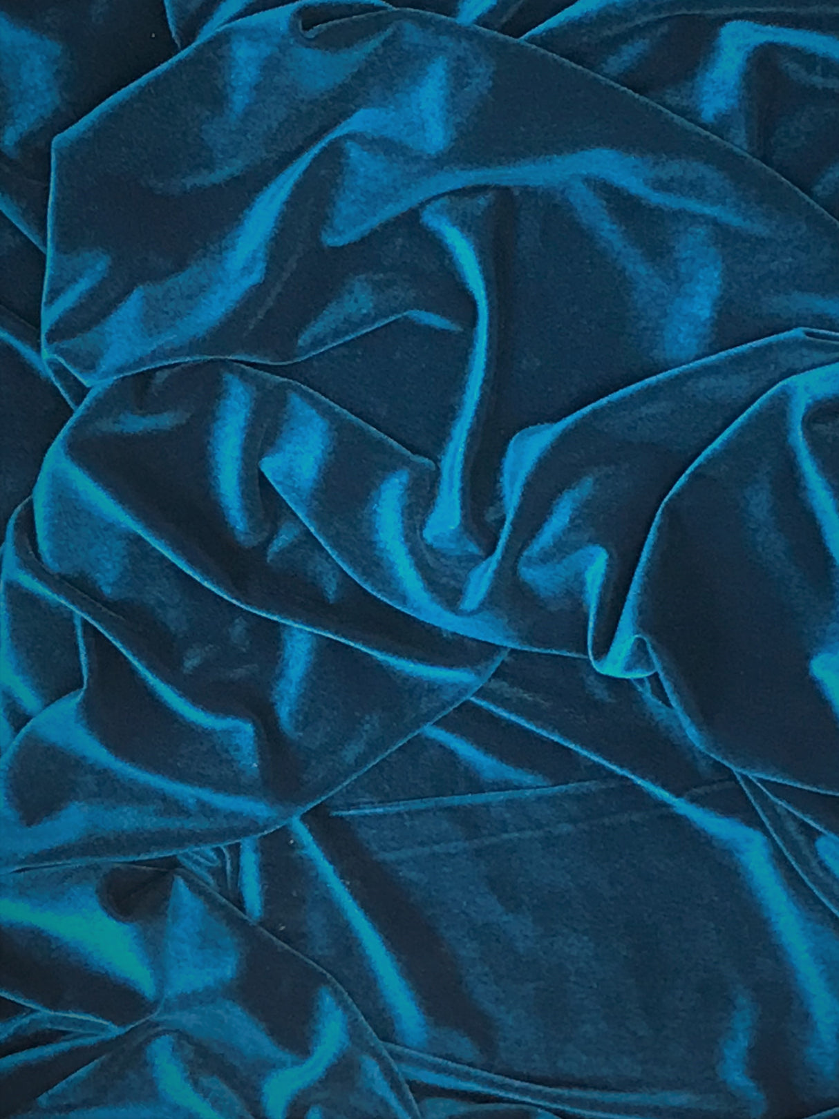 Peacock Blue Polyester Spandex Stretch Velvet Fabric - Teal, 58"-60" Width (1 Yard)