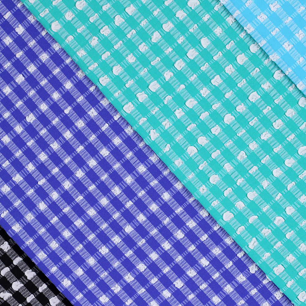 Texture Check 617 Nylon Polyester Spandex Fabric - Assorted Colors, Textured Check, 43" Width, 185 GSM (1 Yard)