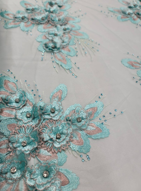 3D Floral Lace Mint Champagne