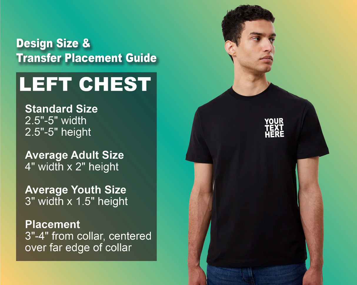 Pack: 12 Fast Custom Graphic Tees – Design & Print Your Own Shirt (Left Chest - Black)