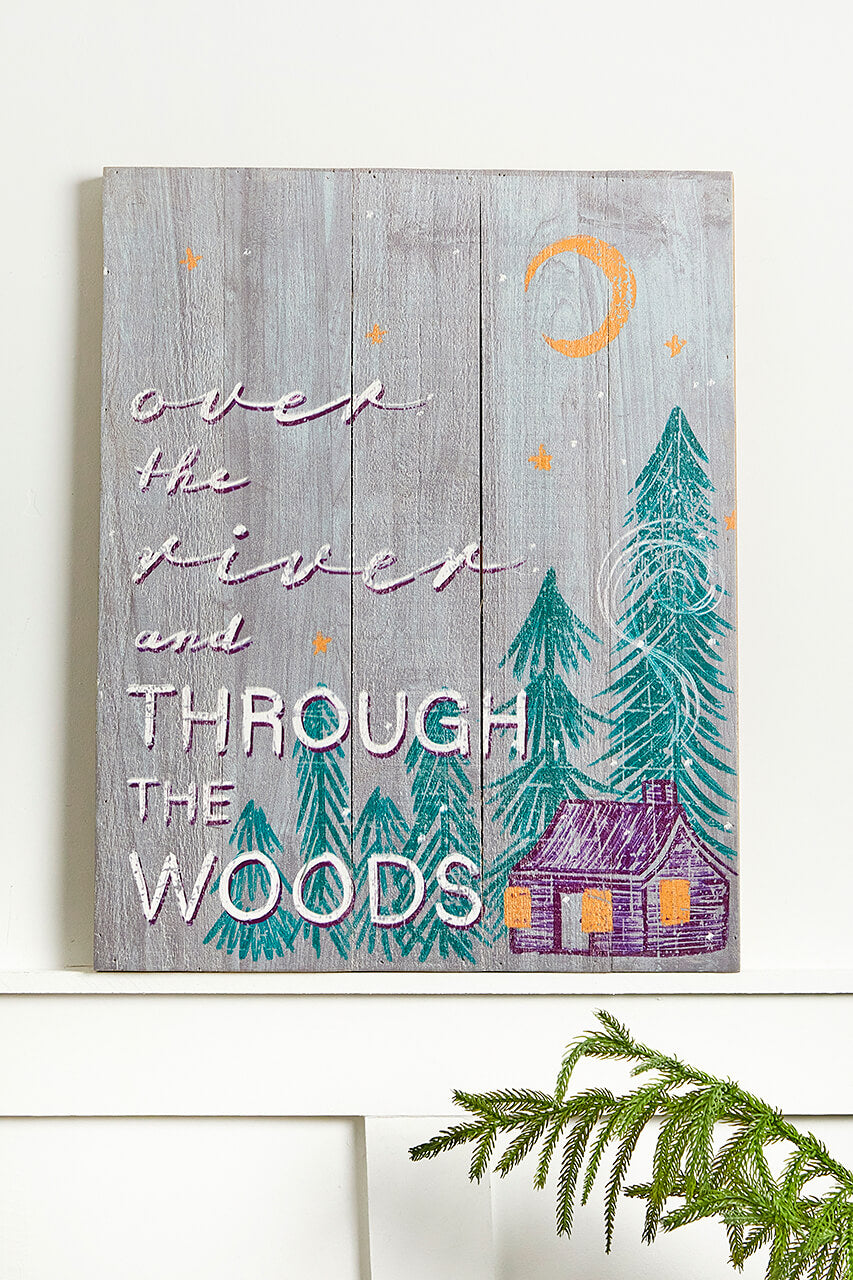 20" x 16" Through the Woods Wooden Sign