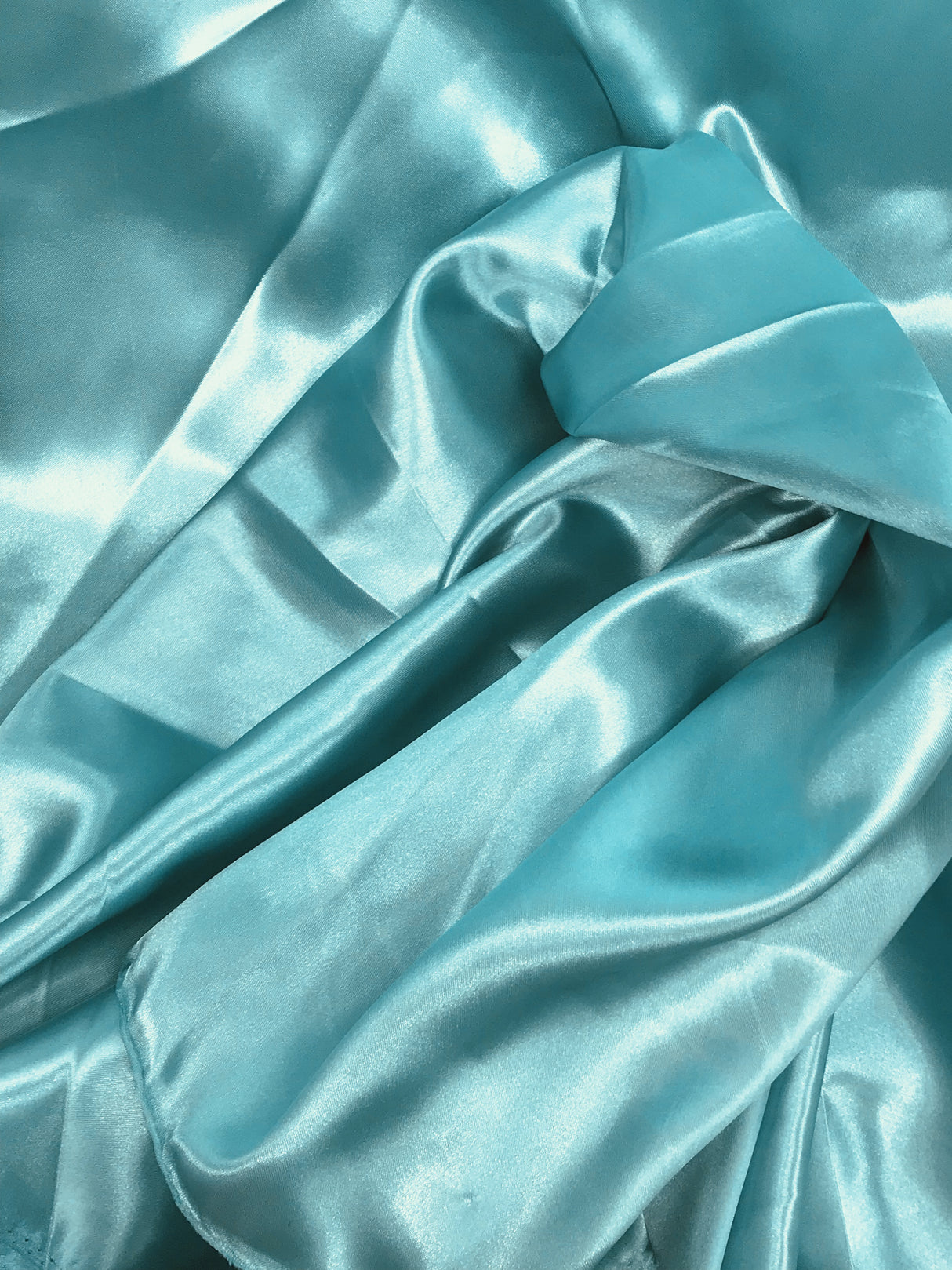 Tiff Blue Polyester Satin Fabric - Blue, 58"-60" Width (1 Yard)