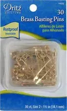 Brass Basting Safety Pins Rust-Resistant for Quilting - Size #2