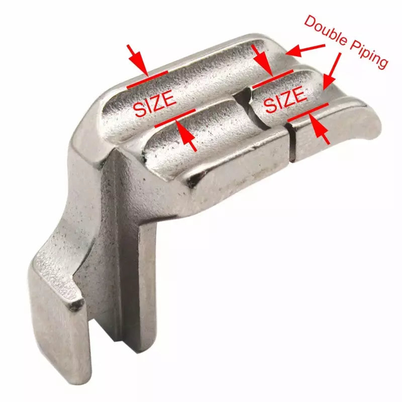 Double Welting / Piping Foot High Shank for Industrial Sewing Machines - 3.2 mm