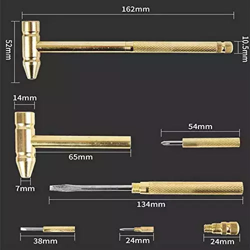 Handy Tool 5-in-1 Brass Multi-Tool for Home Repair - 162mm