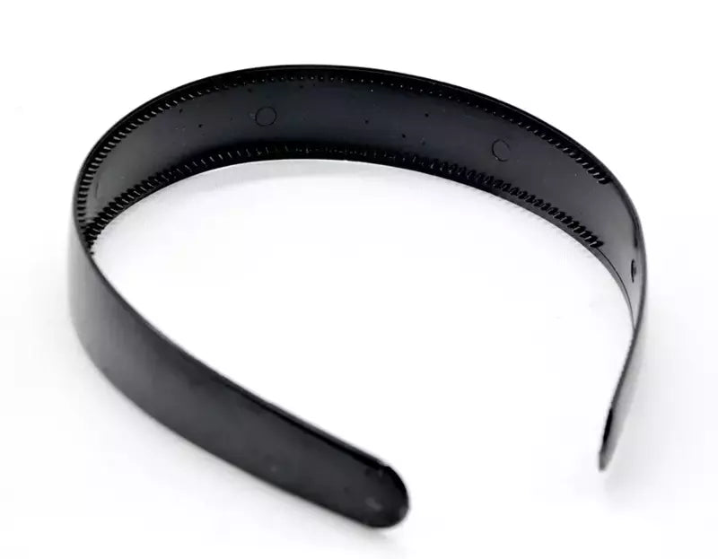 Headbands Black Plastic Inner Teeth for Hair Accessories - 12 Pack