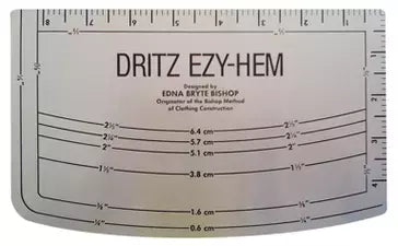 Hem Gauge Ruler Precision Tool for Straight & Curved Hems - Metric Measurements