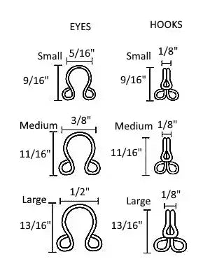 Hook & Eye Nylon Covered Fasteners for Garments - White/Black