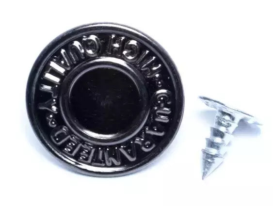 Jean Button Rivets Text Design Heavy-Duty for Denim, Leather & Canvas - 5 Finishes