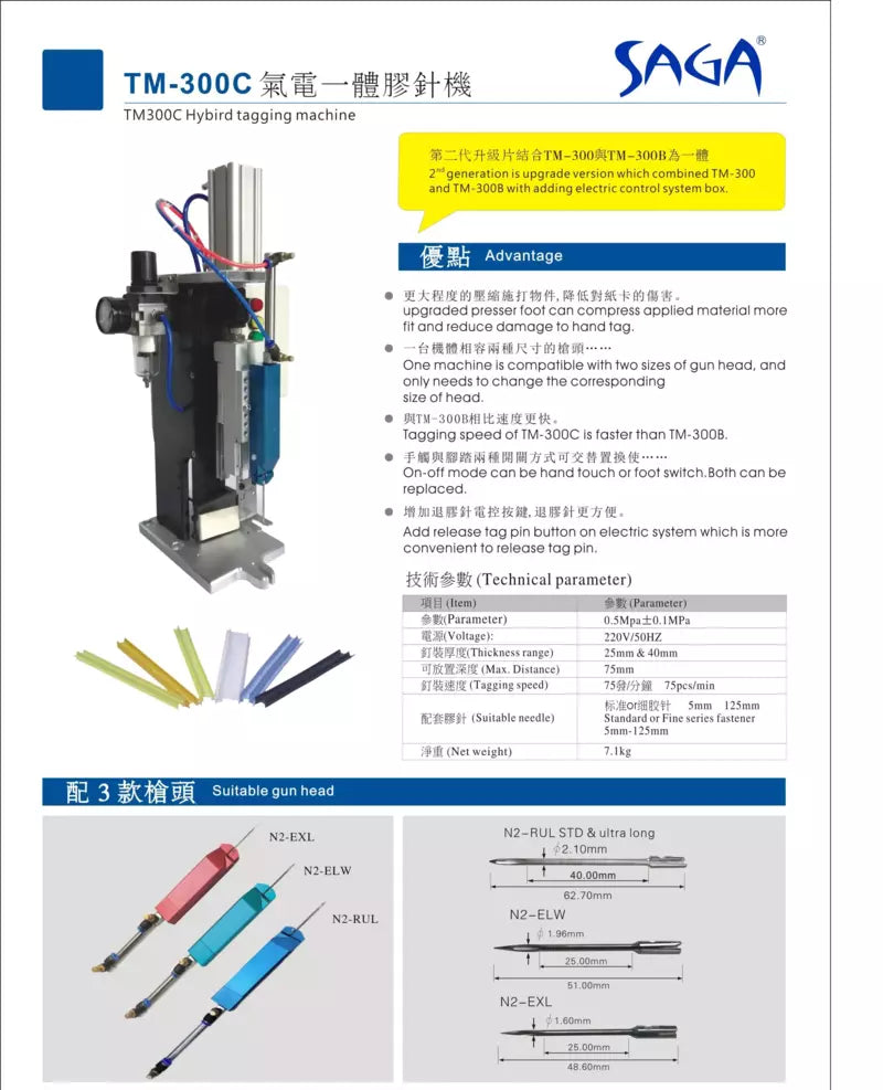 Pneumatic Tagging Machine Heavy-Duty Precision for Thick Materials - TM-300C