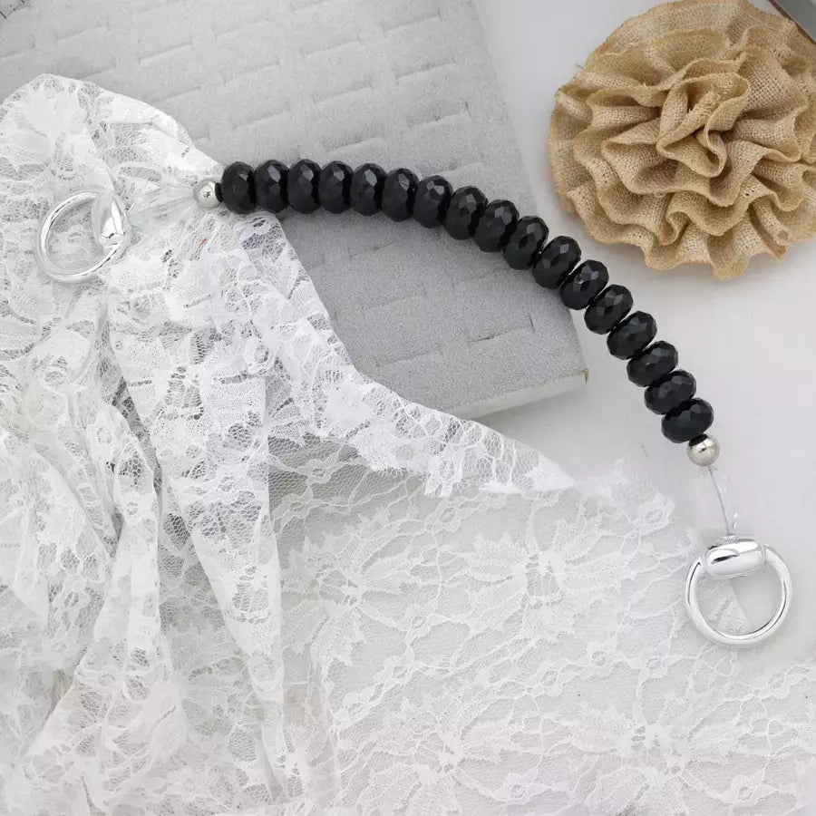 Purse Handle Beaded Black 14" - Bag Making Accessory