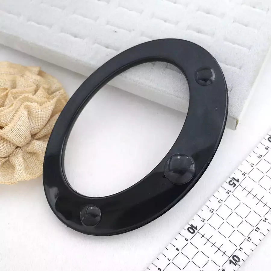 Purse Handle Oval Black Decorative Embellishment for Bag Making - 7x5+5x3 in