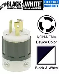 Non-NEMA Locking Plug Industrial Heavy-Duty for Industrial Power Connections - Black-White