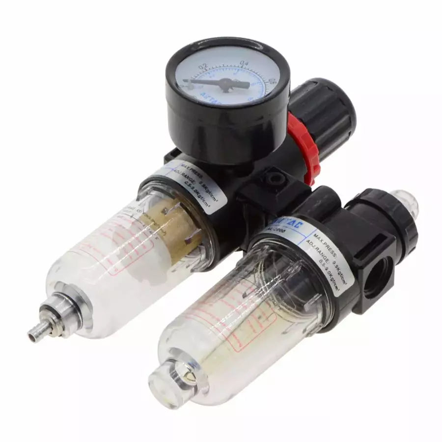 Pneumatic Twin Air Filter Regulator Trap - 1/4" NPT