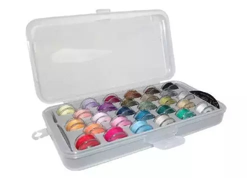 Bobbin Organizer Box Fitted Foam Secure Storage for 28 Bobbins - 7" x 1 1/4" x 1 1/2"