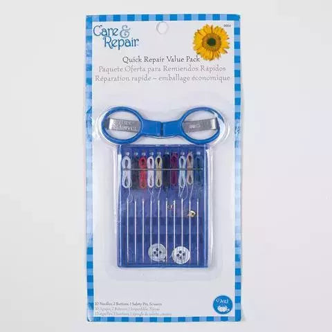 Sewing Repair Kit Pre-Threaded Needles for Quick Mending - Dritz Care & Repair