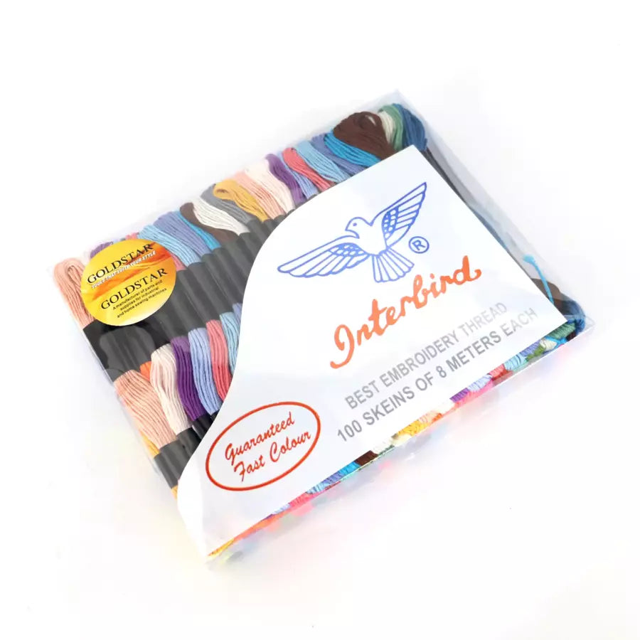 Embroidery Floss 100 Skeins Assorted Colors for Cross-Stitch & Crafts - 100% Cotton 6-Strand