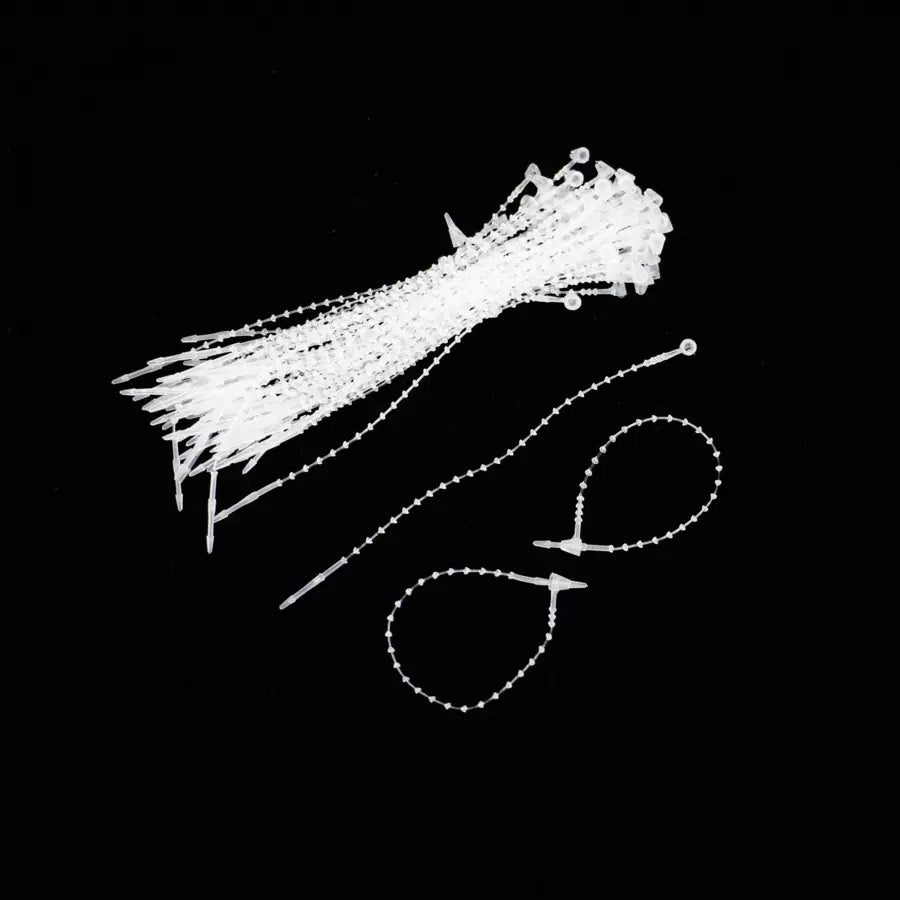 Security Ties Clear Beaded Adjustable Tamper-Proof for Merchandise Tags - 5" 7" 9"