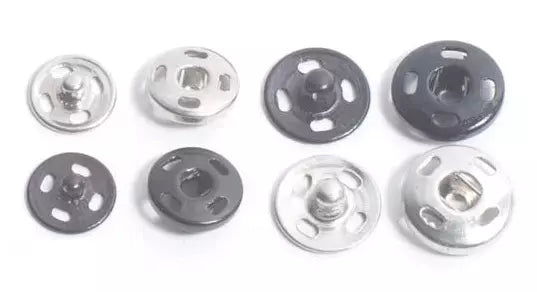 Metal Sew-On Snap Buttons Durable Fasteners for Garments - 8mm to 25mm