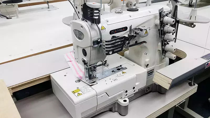 Industrial Coverstitch Sewing Machine 3-Needle Flat Bed with Binding Fittings - Kansai Special NW-8803GMG